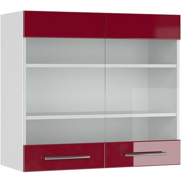 Vicco Glashängeschrank Fame-Line, Bordeaux Hochglanz/Weiß, 80 cm (1-St)