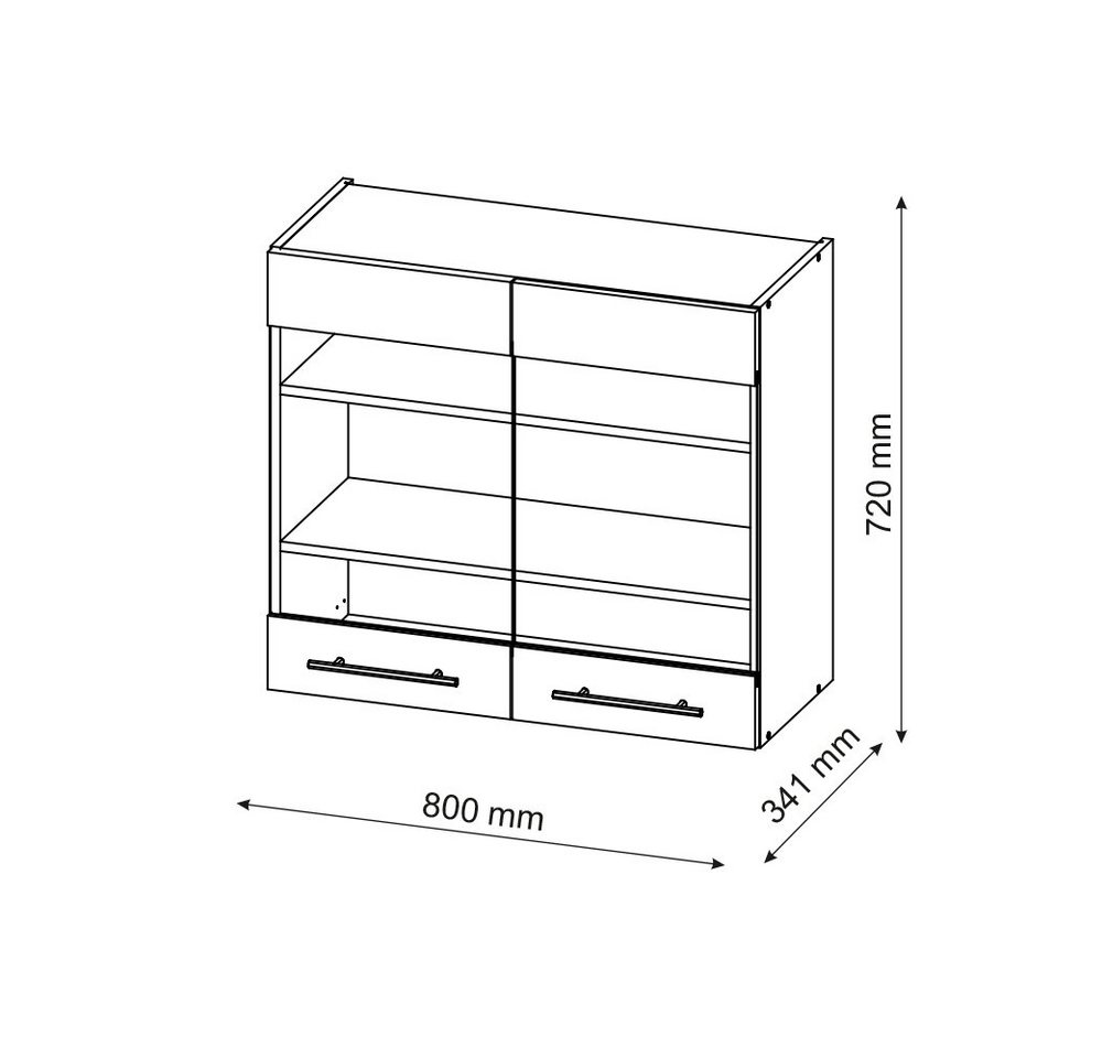 Vicco Glashängeschrank Fame-Line, Bordeaux Hochglanz/Weiß, 80 cm (1-St) – Bild 3 von 5