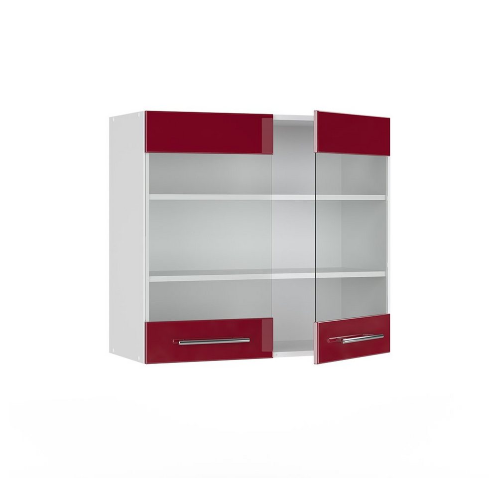 Vicco Glashängeschrank Fame-Line, Bordeaux Hochglanz/Weiß, 80 cm (1-St) – Bild 4 von 5