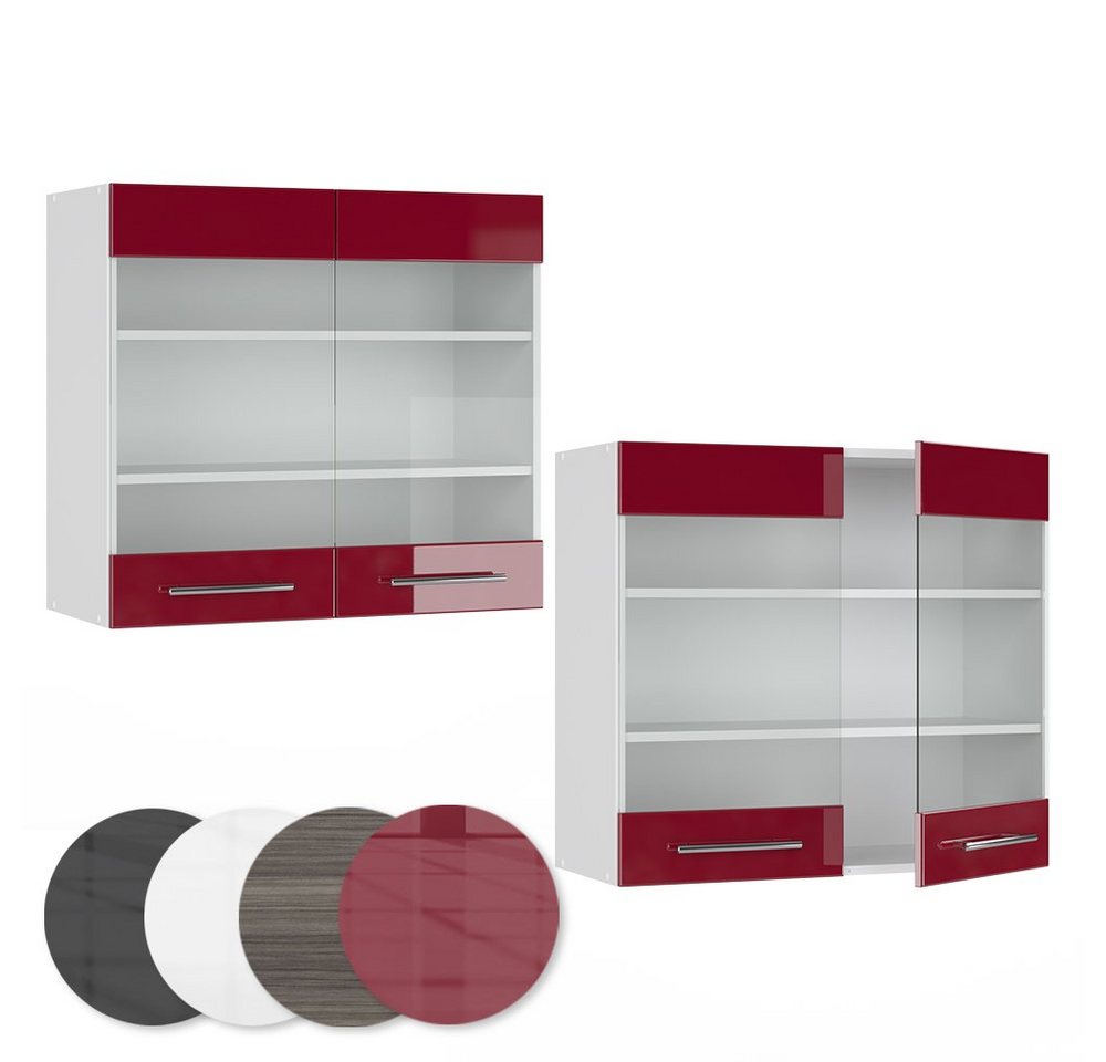 Vicco Glashängeschrank Fame-Line, Bordeaux Hochglanz/Weiß, 80 cm (1-St) – Bild 5 von 5