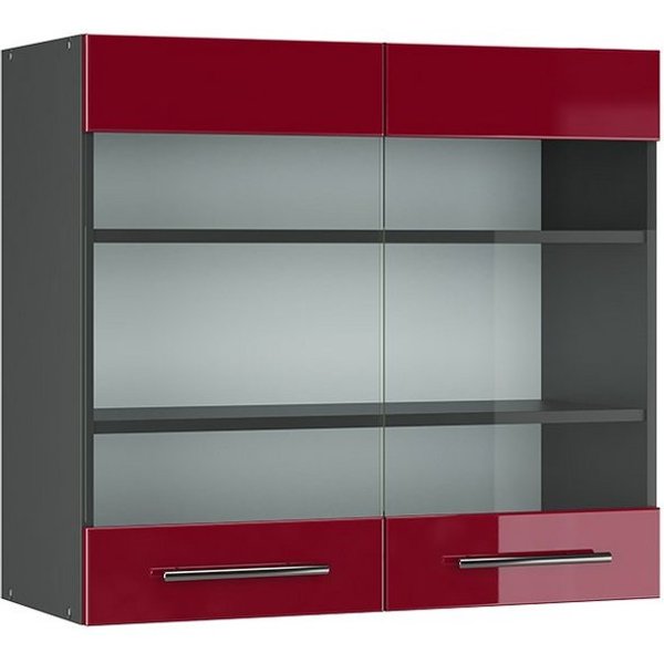 Vicco Glashängeschrank Fame-Line, Bordeaux Hochglanz/Anthrazit, 80 cm (1-St)
