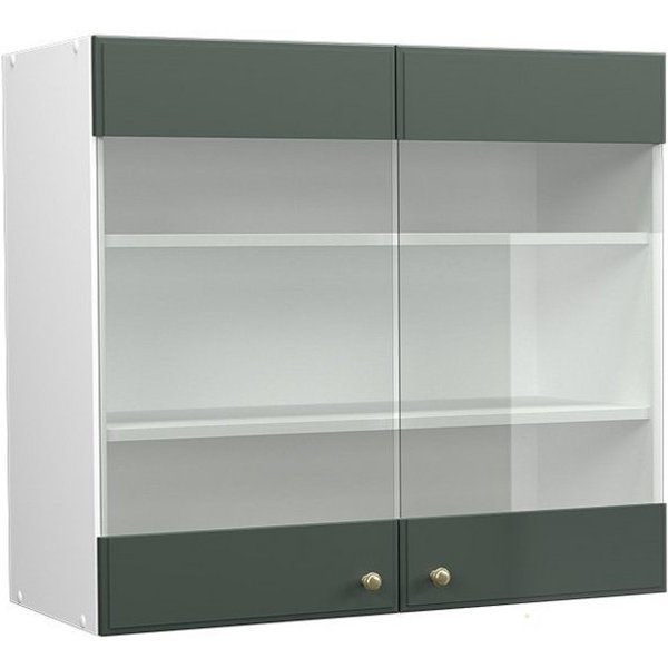 Vicco Glashängeschrank Fame-Line, Grün-Gold Landhaus/Weiß, 80 cm (1-St)