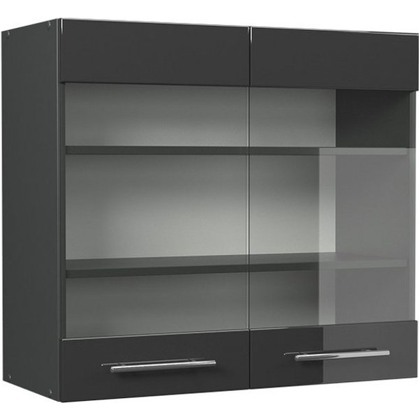 Vicco Glashängeschrank Fame-Line, Anthrazit Hochglanz/Anthrazit, 80 cm (1-St)