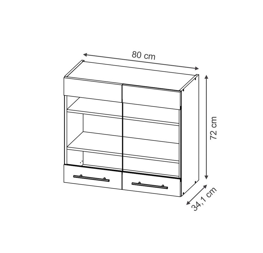 Vicco Glashängeschrank Fame-Line, Anthrazit Hochglanz/Anthrazit, 80 cm (1-St) – Bild 3 von 5