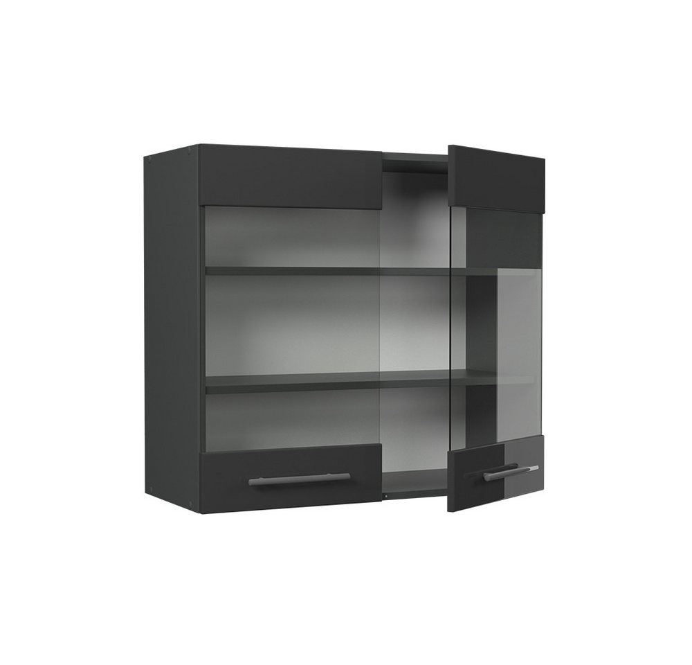 Vicco Glashängeschrank Fame-Line, Anthrazit Hochglanz/Anthrazit, 80 cm (1-St) – Bild 4 von 5