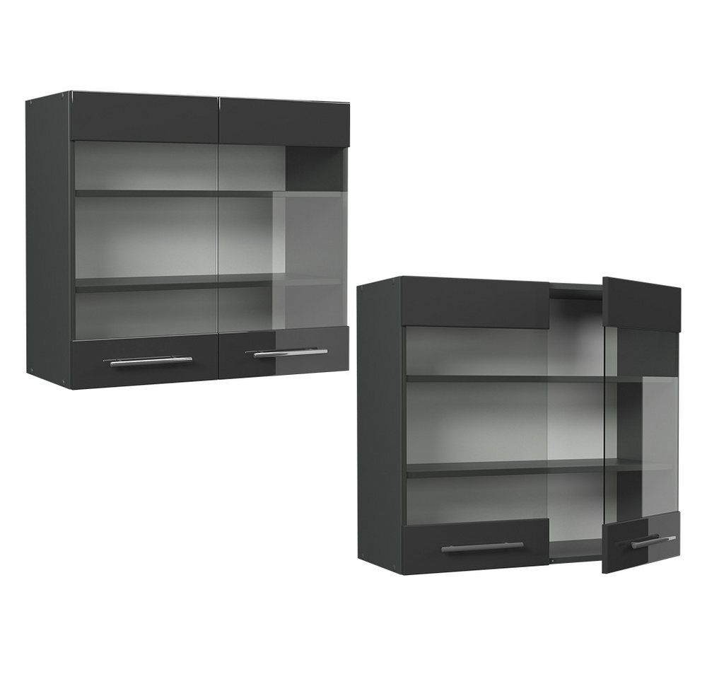 Vicco Glashängeschrank Fame-Line, Anthrazit Hochglanz/Anthrazit, 80 cm (1-St) – Bild 5 von 5