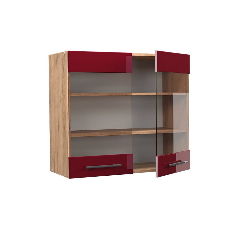 Vicco Glashängeschrank Fame-Line, Bordeaux Hochglanz/Goldkraft Eiche, 80 cm (1-St) – Bild 4 von 5