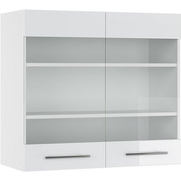 Vicco Glashängeschrank Fame-Line, Weiß Hochglanz/Weiß, 80 cm (1-St)