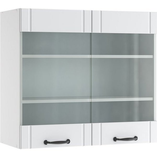 Vicco Glashängeschrank Fame-Line, Weiß Landhaus/Weiß, 80 cm (1-St)