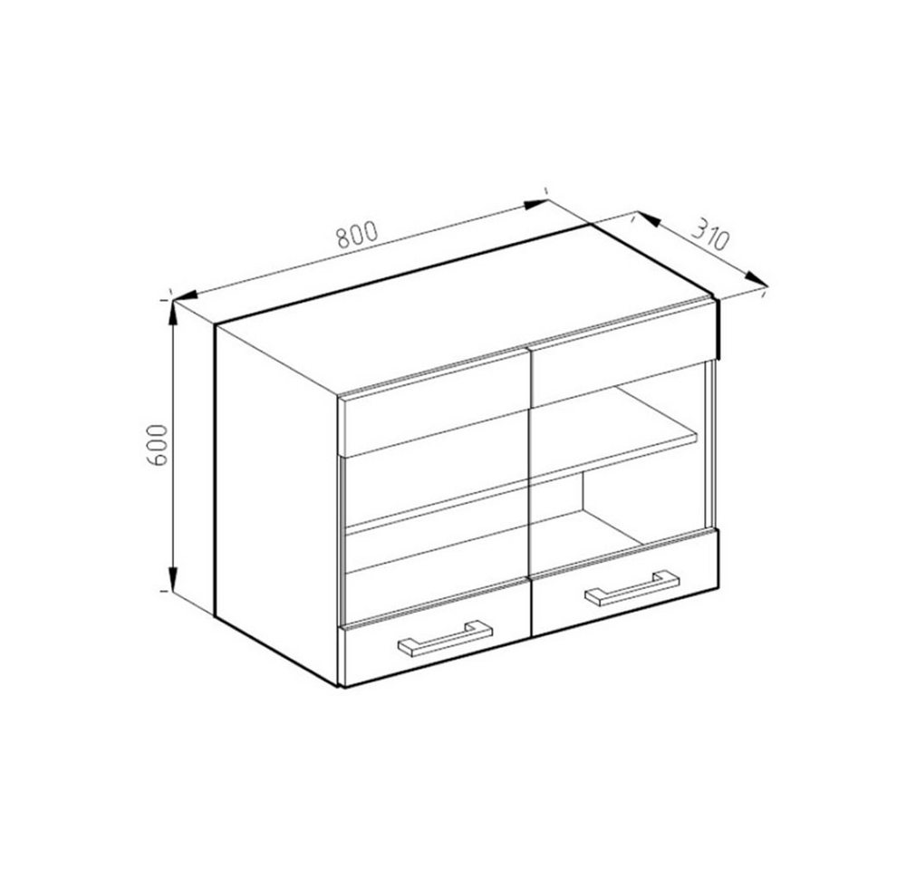 Vicco Glashängeschrank R-Line, Weiß Hochglanz/Goldkraft Eiche, 80 cm (1-St) – Bild 3 von 5