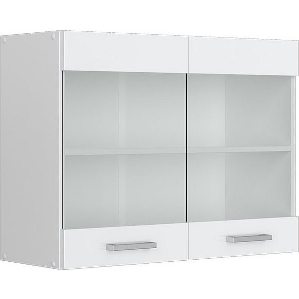 Vicco Glashängeschrank R-Line, Weiß Hochglanz/Weiß, 80 cm (1-St)