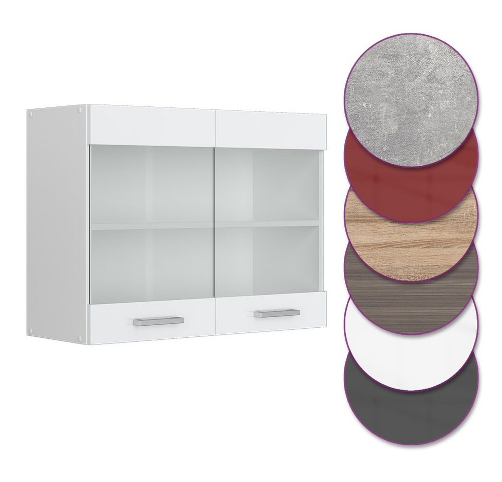 Vicco Glashängeschrank R-Line, Weiß Hochglanz/Weiß, 80 cm (1-St) – Bild 5 von 5
