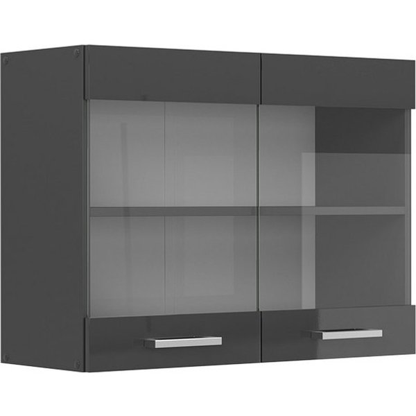 Vicco Glashängeschrank R-Line, Anthrazit Hochglanz/Anthrazit, 80 cm (1-St)
