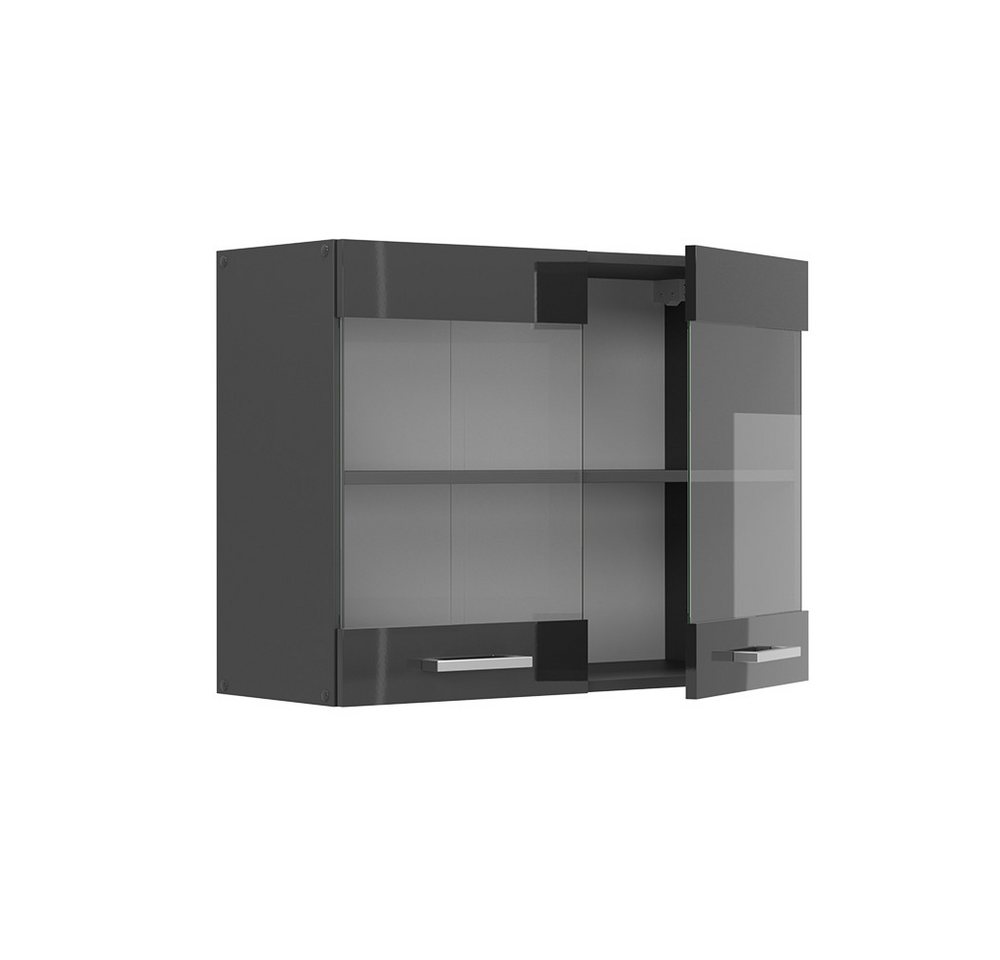 Vicco Glashängeschrank R-Line, Anthrazit Hochglanz/Anthrazit, 80 cm (1-St) – Bild 4 von 5