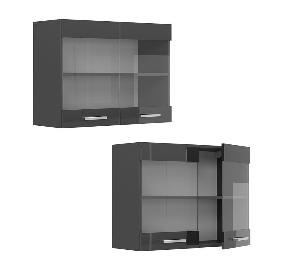 Vicco Glashängeschrank R-Line, Anthrazit Hochglanz/Anthrazit, 80 cm (1-St) – Bild 5 von 5
