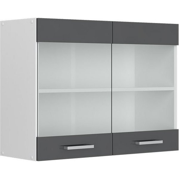 Vicco Glashängeschrank R-Line, Anthrazit Hochglanz/Weiß, 80 cm (1-St)