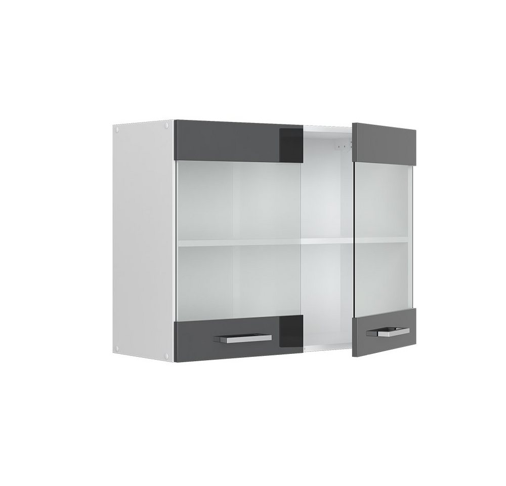 Vicco Glashängeschrank R-Line, Anthrazit Hochglanz/Weiß, 80 cm (1-St) – Bild 4 von 5