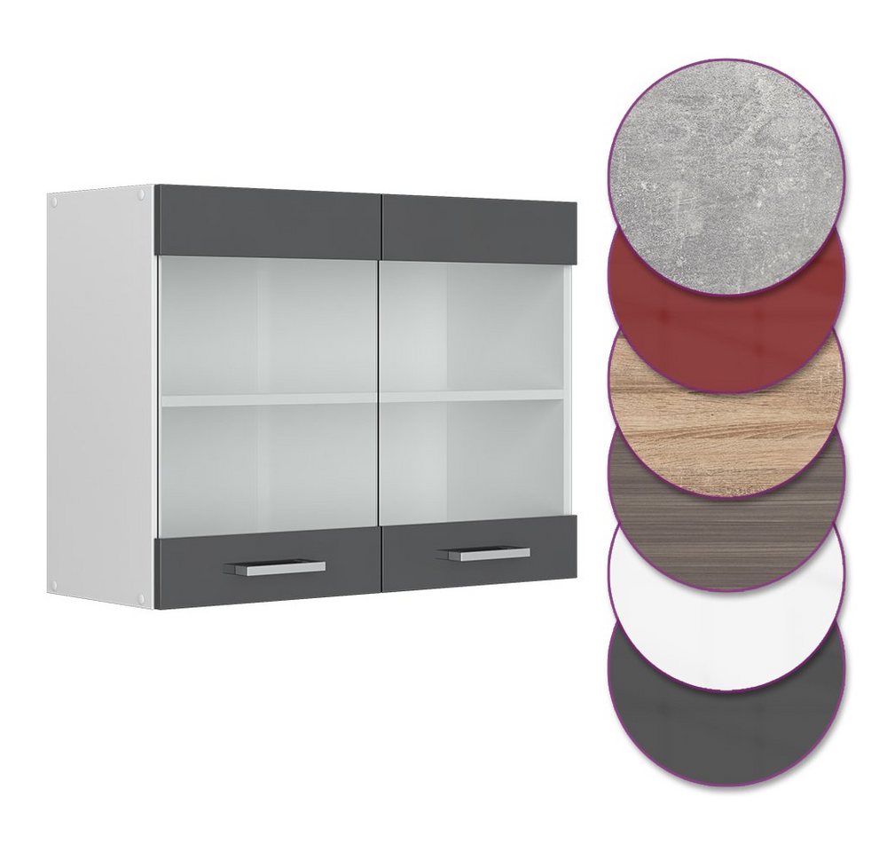 Vicco Glashängeschrank R-Line, Anthrazit Hochglanz/Weiß, 80 cm (1-St) – Bild 5 von 5