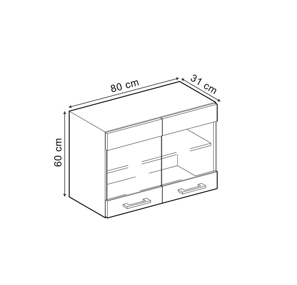 Vicco Glashängeschrank R-Line, Schwarz Hochglanz/Anthrazit, 80 cm (1-St) – Bild 3 von 5