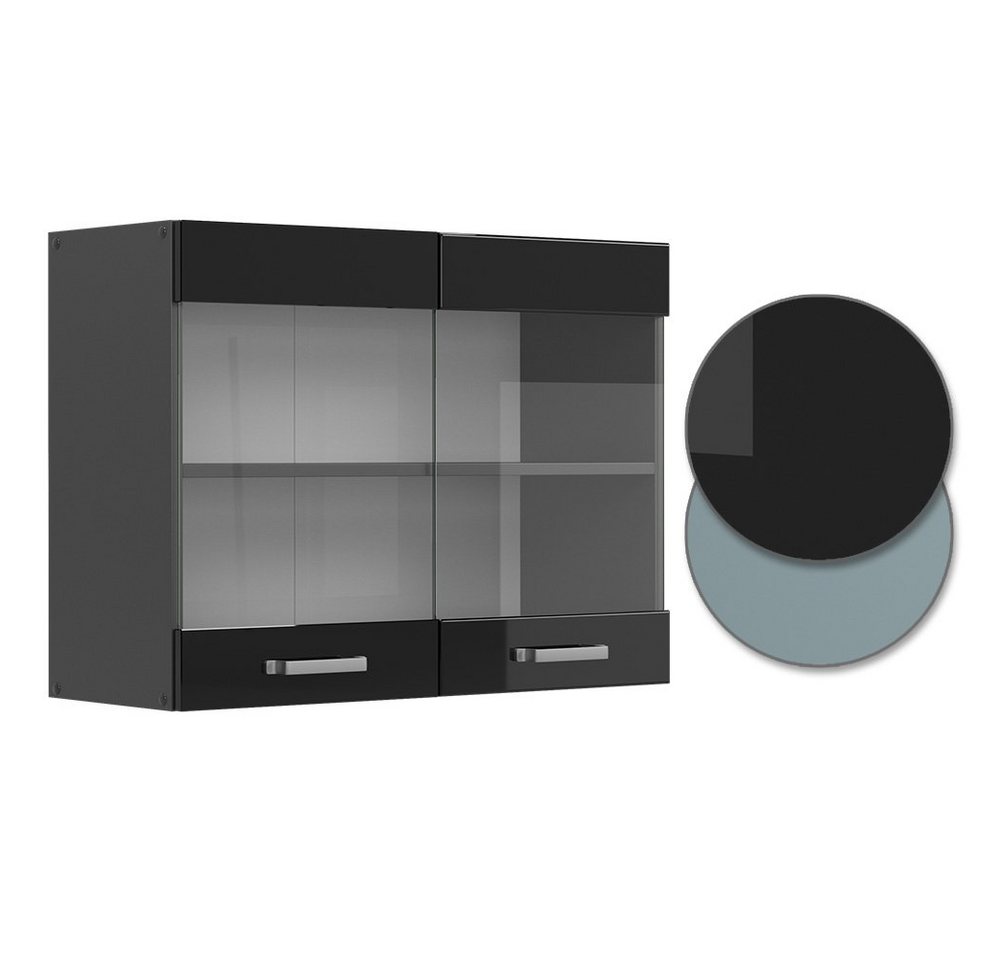 Vicco Glashängeschrank R-Line, Schwarz Hochglanz/Anthrazit, 80 cm (1-St) – Bild 5 von 5