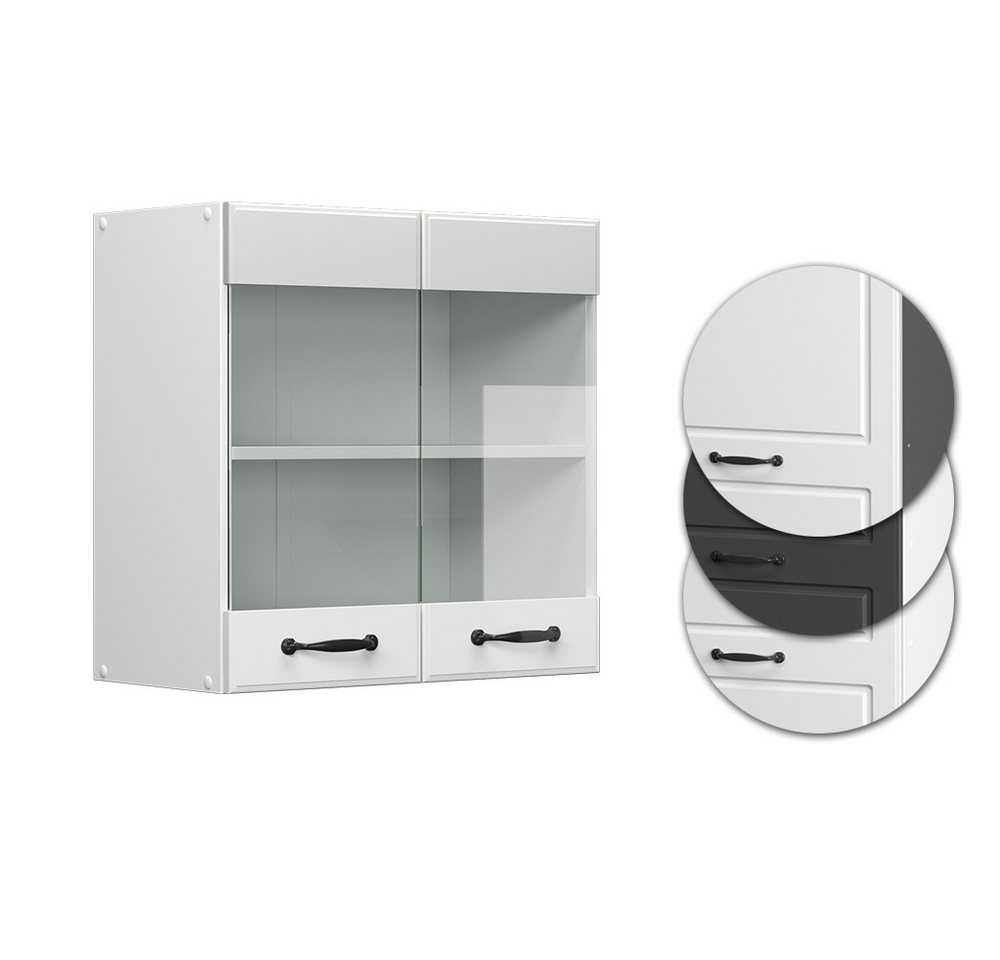 Vicco Glashängeschrank R-Line, Weiß Landhaus/Weiß, 60 cm (1-St) – Bild 5 von 5