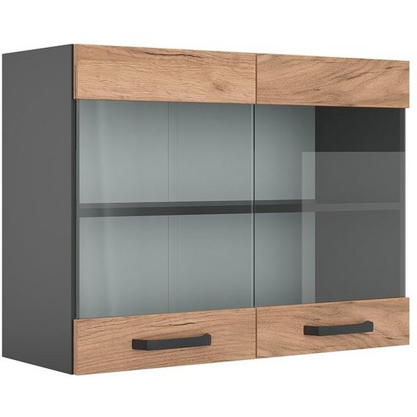 Vicco Glashängeschrank R-Line, Goldkraft Eiche/Anthrazit, 80 cm (1-St)