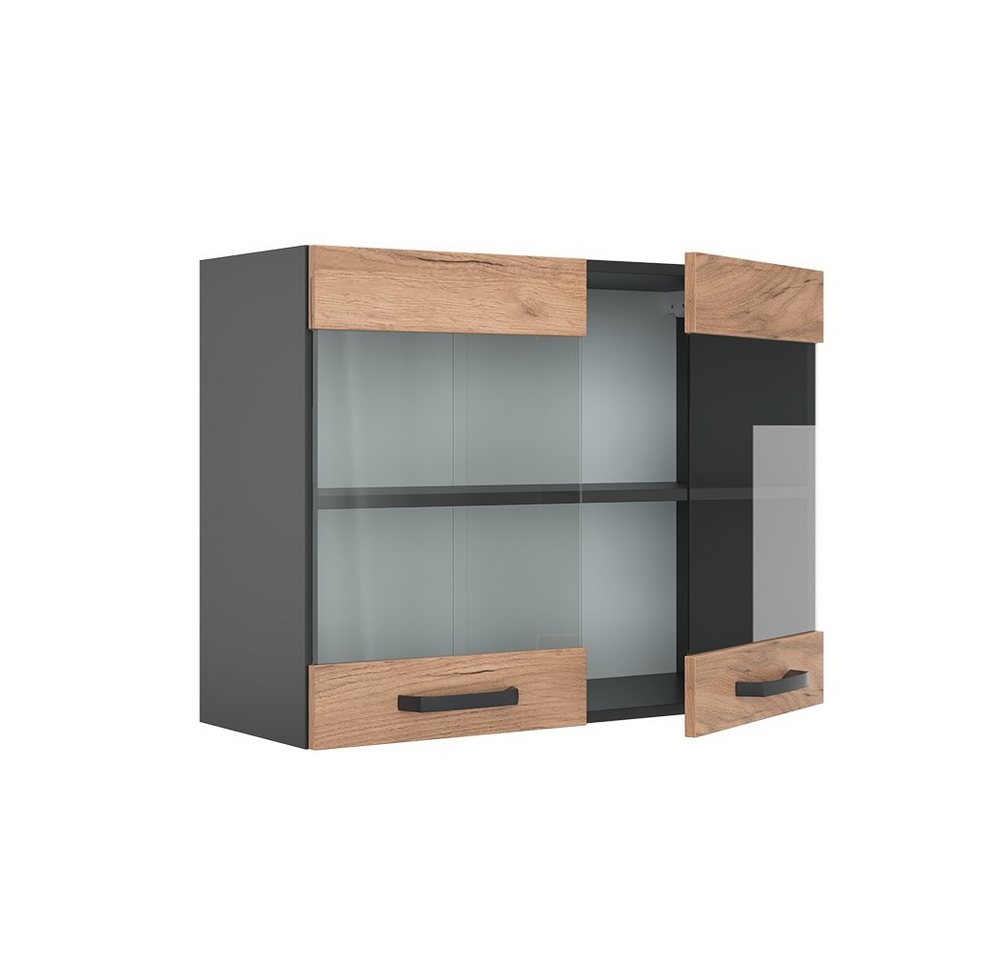 Vicco Glashängeschrank R-Line, Goldkraft Eiche/Anthrazit, 80 cm (1-St) – Bild 4 von 5