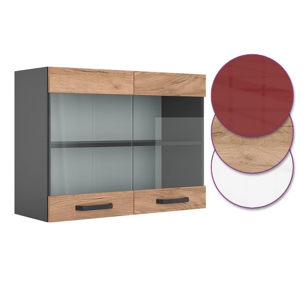 Vicco Glashängeschrank R-Line, Goldkraft Eiche/Anthrazit, 80 cm (1-St) – Bild 5 von 5