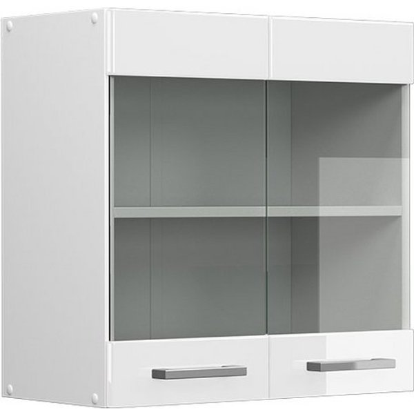 Vicco Glashängeschrank R-Line, Weiß Hochglanz/Weiß, 60 cm (1-St)
