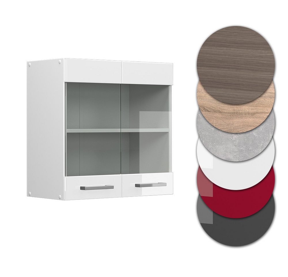 Vicco Glashängeschrank R-Line, Weiß Hochglanz/Weiß, 60 cm (1-St) – Bild 5 von 5