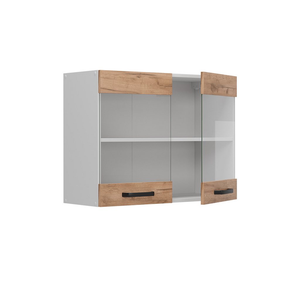 Vicco Glashängeschrank R-Line, Goldkraft Eiche/Weiß, 80 cm (1-St) – Bild 4 von 5