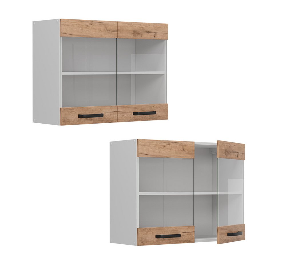 Vicco Glashängeschrank R-Line, Goldkraft Eiche/Weiß, 80 cm (1-St) – Bild 5 von 5