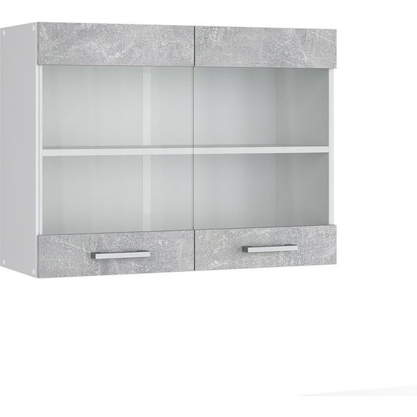 Vicco Glashängeschrank R-Line, Beton/Weiß, 80 cm (1-St)