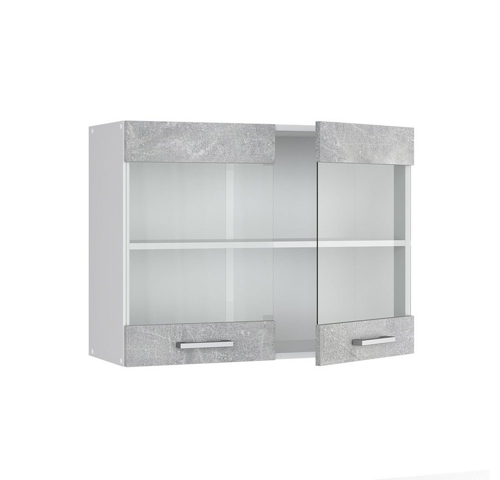 Vicco Glashängeschrank R-Line, Beton/Weiß, 80 cm (1-St) – Bild 4 von 5