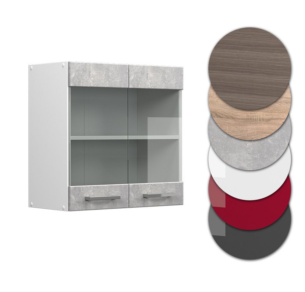 Vicco Glashängeschrank R-Line, Beton/Weiß, 60 cm (1-St) – Bild 5 von 5