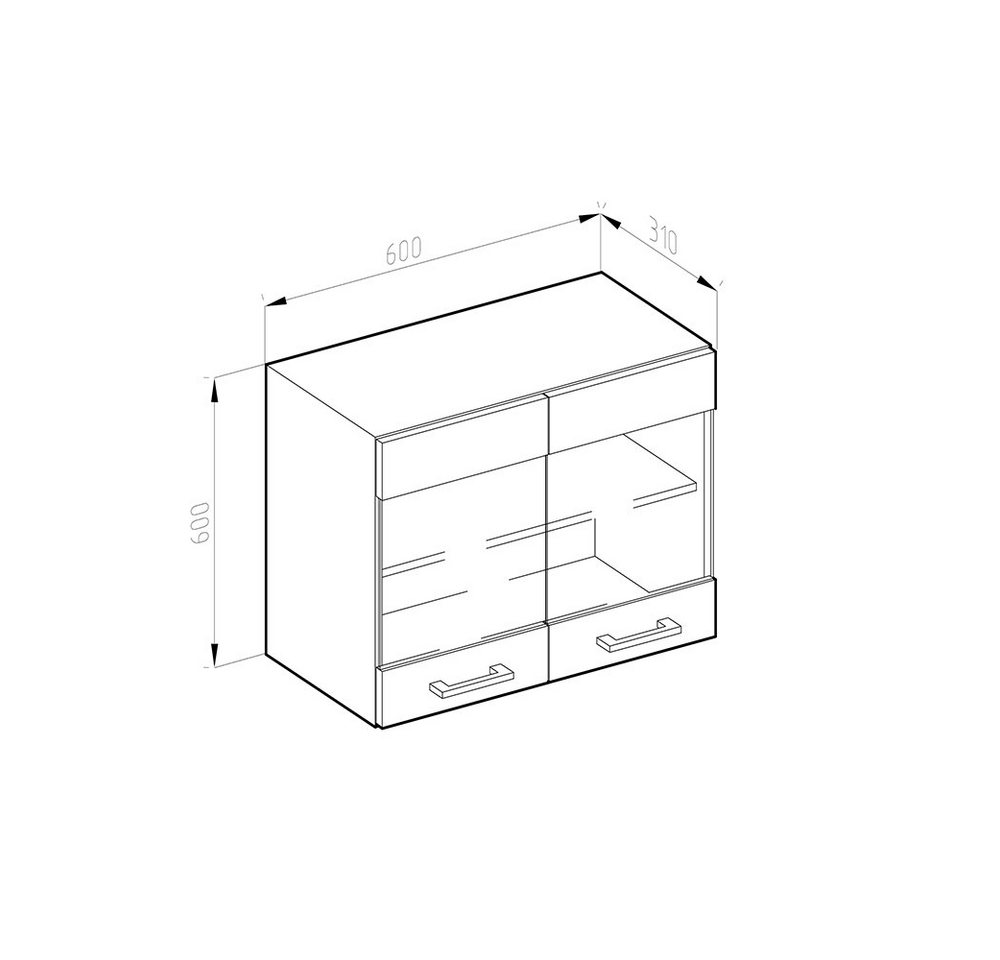 Vicco Glashängeschrank R-Line, Weiß Landhaus/Anthrazit, 60 cm (1-St) – Bild 3 von 5