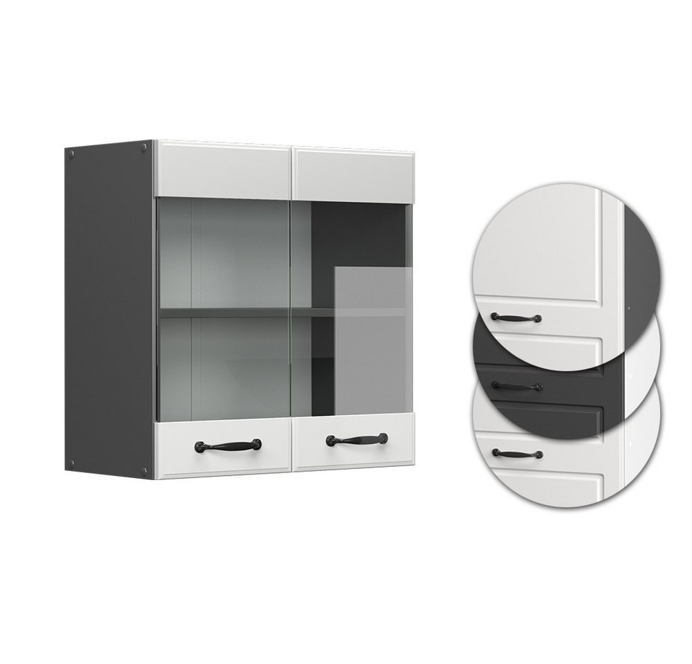 Vicco Glashängeschrank R-Line, Weiß Landhaus/Anthrazit, 60 cm (1-St) – Bild 5 von 5