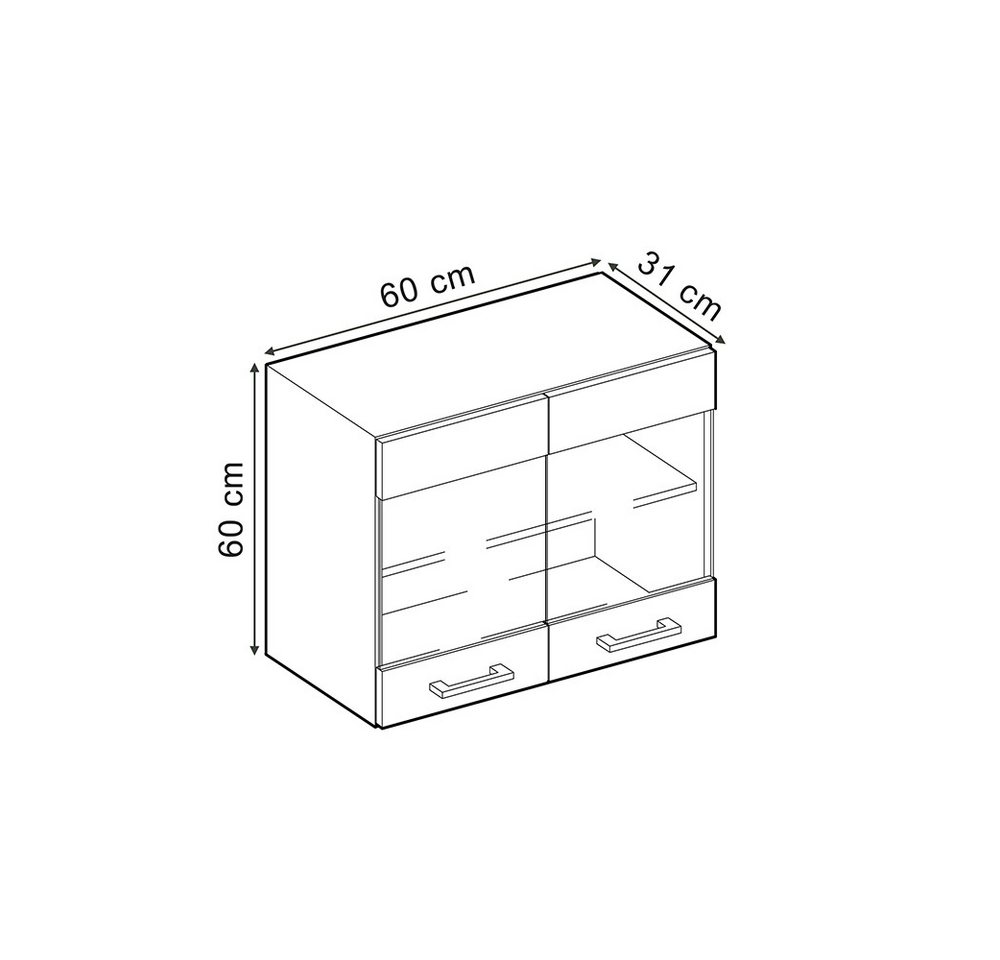 Vicco Glashängeschrank R-Line, Anthrazit Hochglanz/Anthrazit, 60 cm (1-St) – Bild 3 von 5