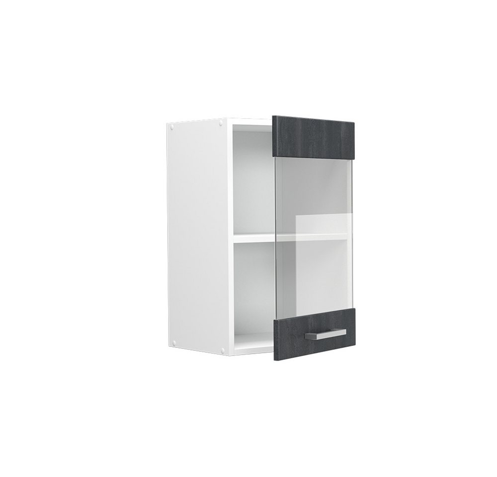 Vicco Glashängeschrank R-Line, Schwarz Beton/Weiß, 40 cm (1-St) – Bild 4 von 5