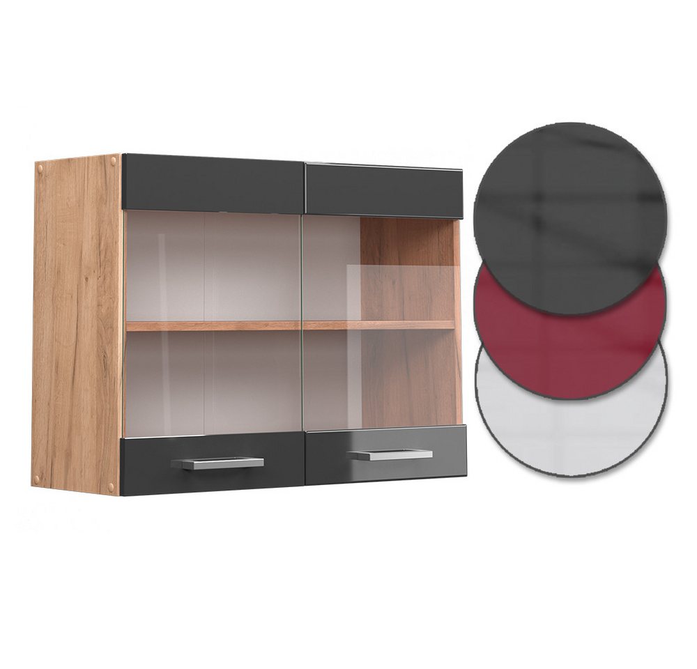 Vicco Glashängeschrank R-Line, Anthrazit Hochglanz/Goldkraft Eiche, 80 cm (1-St) – Bild 5 von 5