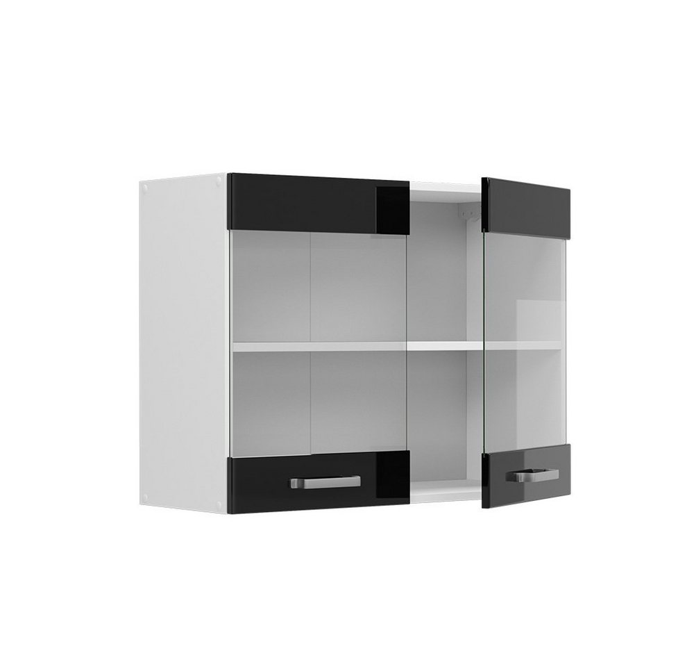 Vicco Glashängeschrank R-Line, Schwarz Hochglanz/Weiß, 80 cm (1-St) – Bild 4 von 5