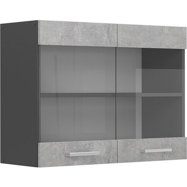 Vicco Glashängeschrank R-Line, Beton/Anthrazit, 80 cm (1-St)