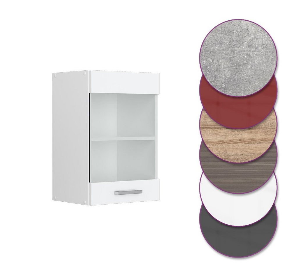 Vicco Glashängeschrank R-Line, Weiß Hochglanz/Weiß, 40 cm (1-St) – Bild 5 von 5