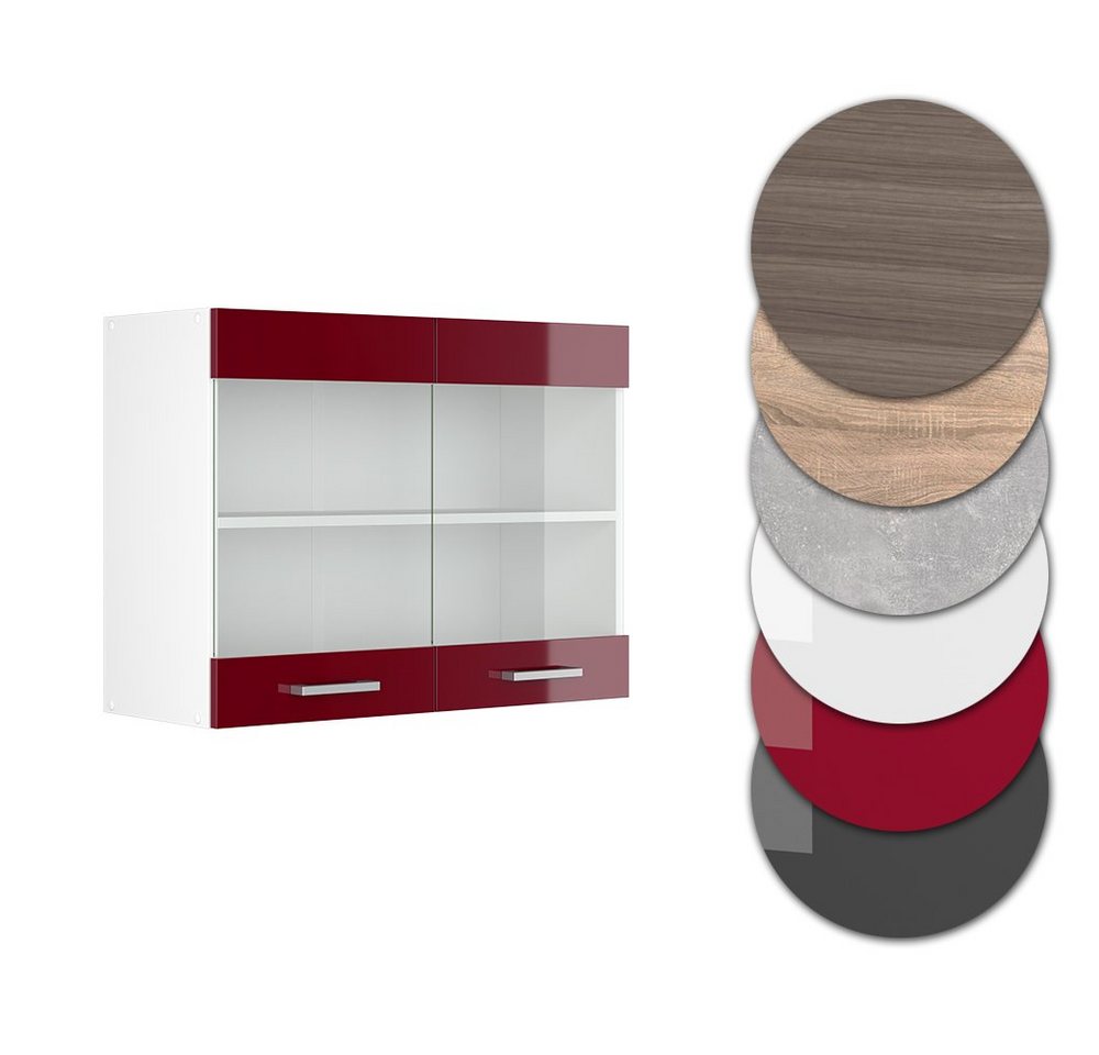 Vicco Glashängeschrank R-Line, Rot Hochglanz/Weiß, 80 cm (1-St) – Bild 5 von 5