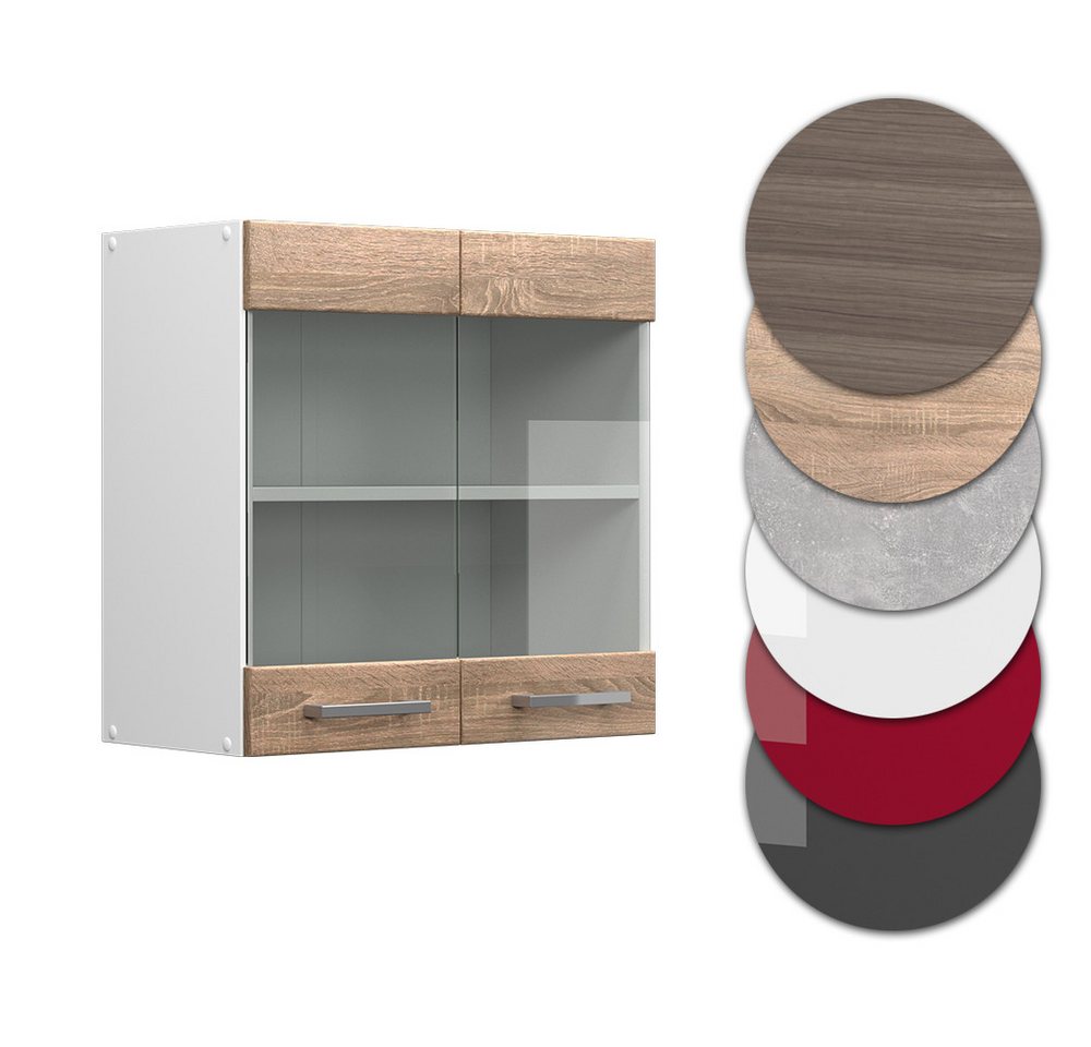 Vicco Glashängeschrank R-Line, Sonoma/Weiß, 60 cm (1-St) – Bild 5 von 5