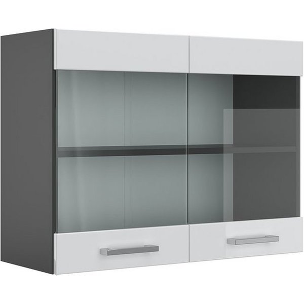 Vicco Glashängeschrank R-Line, Weiß Hochglanz/Anthrazit, 80 cm (1-St)