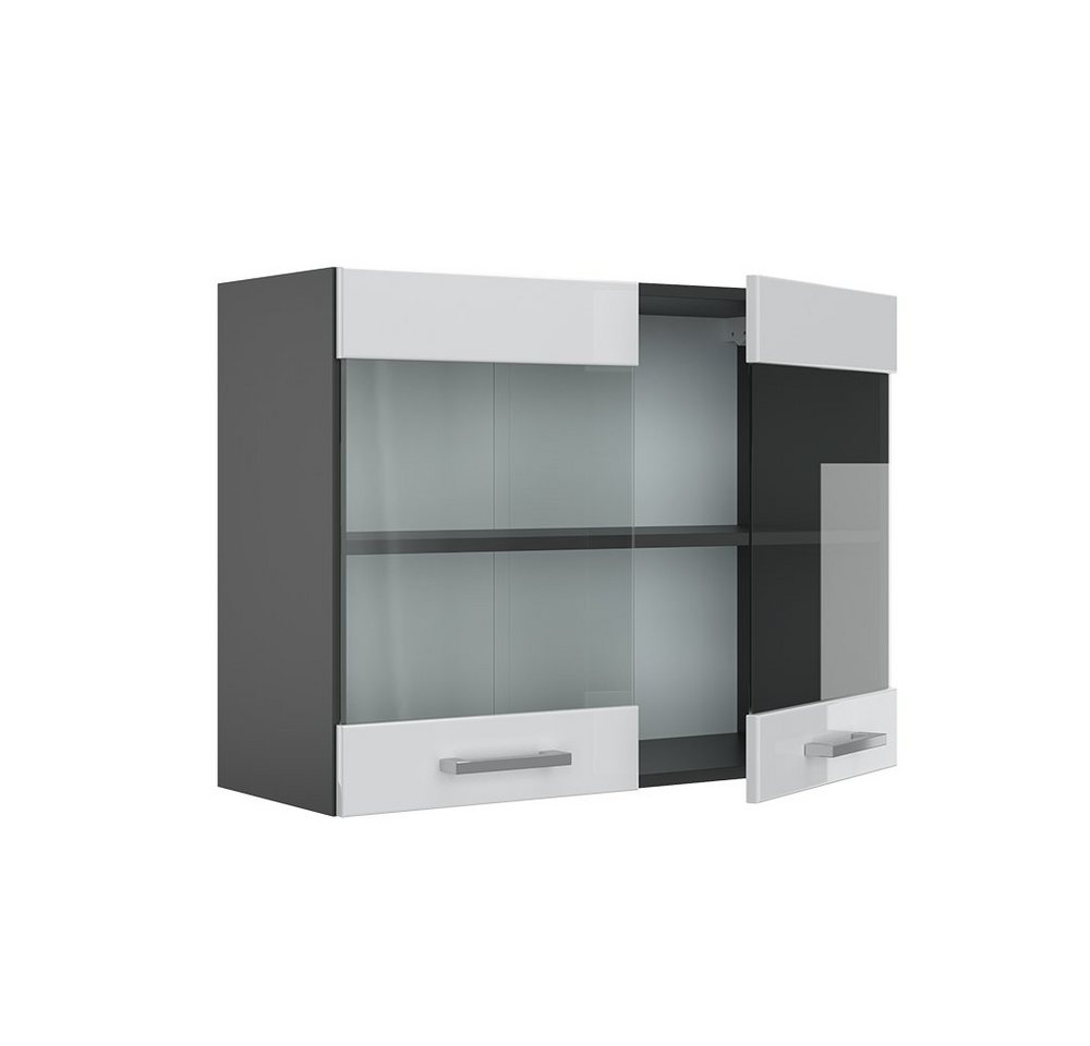 Vicco Glashängeschrank R-Line, Weiß Hochglanz/Anthrazit, 80 cm (1-St) – Bild 4 von 5