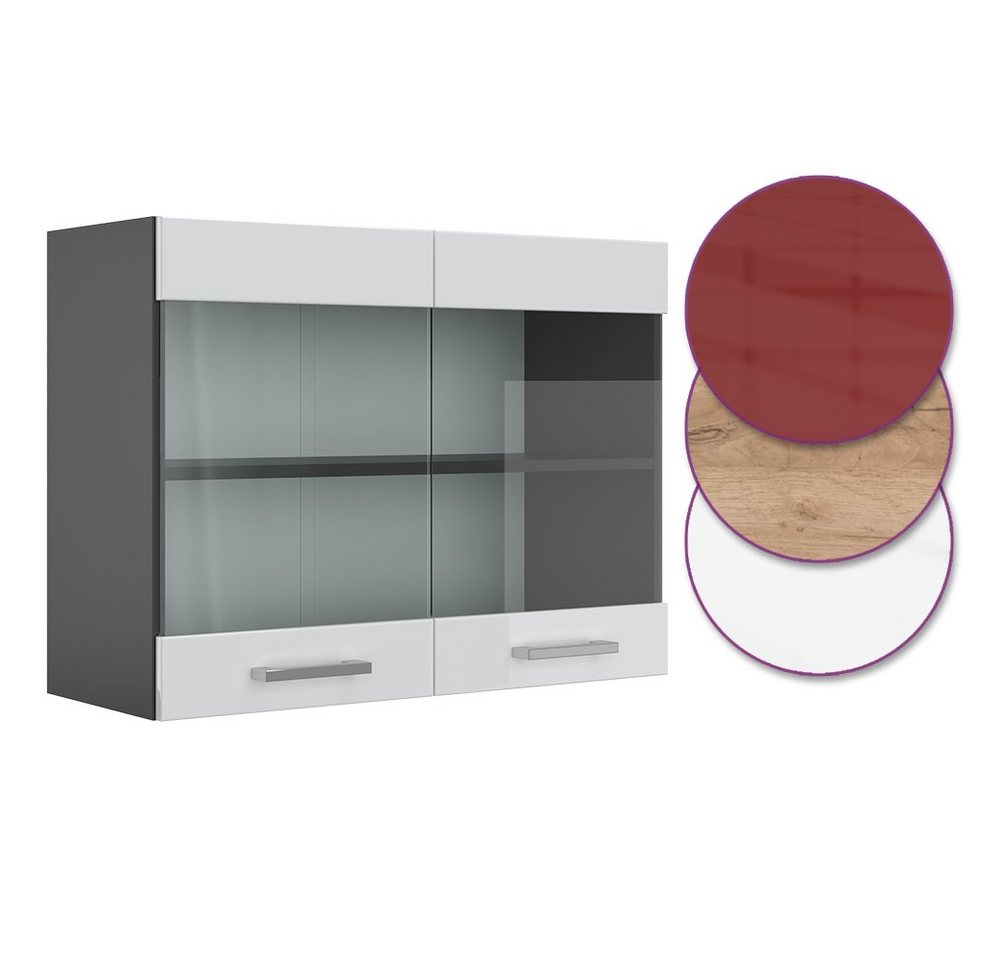 Vicco Glashängeschrank R-Line, Weiß Hochglanz/Anthrazit, 80 cm (1-St) – Bild 5 von 5