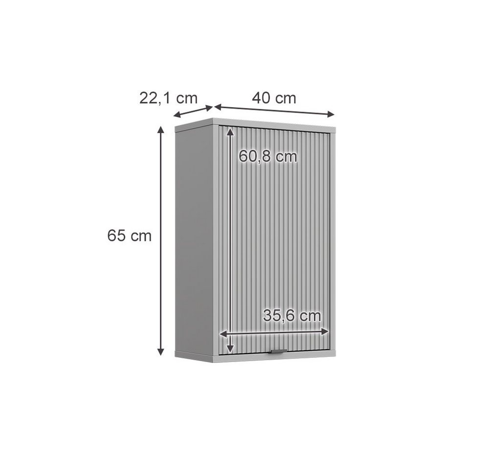 Vicco Hängeschrank Eliza, Grau/Grau, 40 x 65 cm mit 2 Regalböden (1-St) – Bild 3 von 5