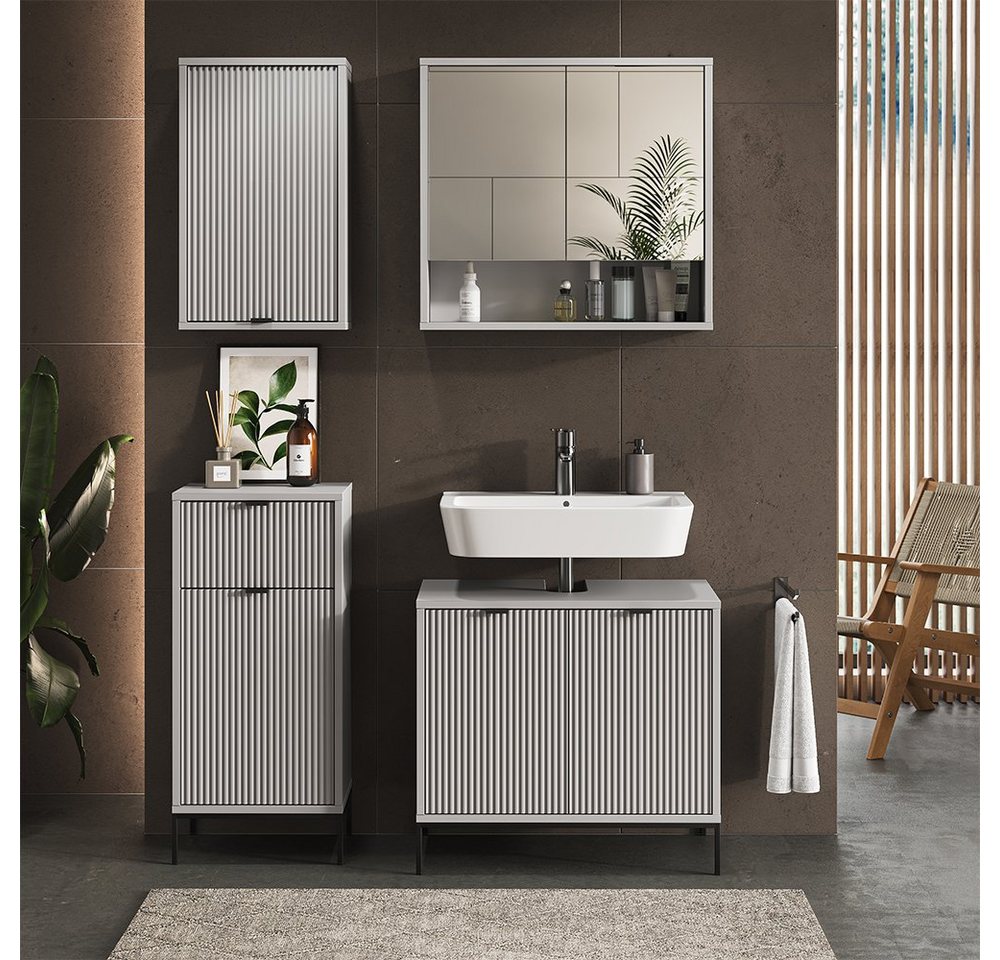 Vicco Hängeschrank Eliza, Grau/Grau, 40 x 65 cm mit 2 Regalböden (1-St) – Bild 4 von 5